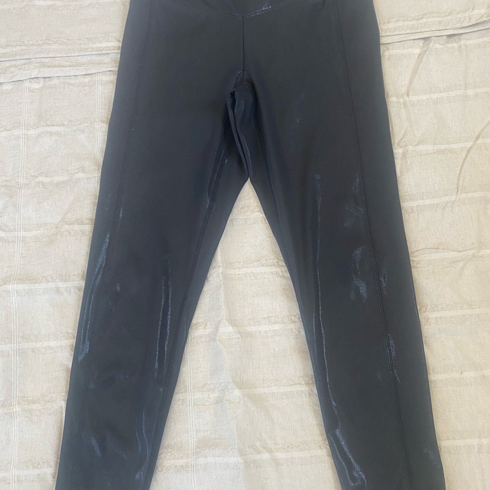 PINK Black Shiny Leggings